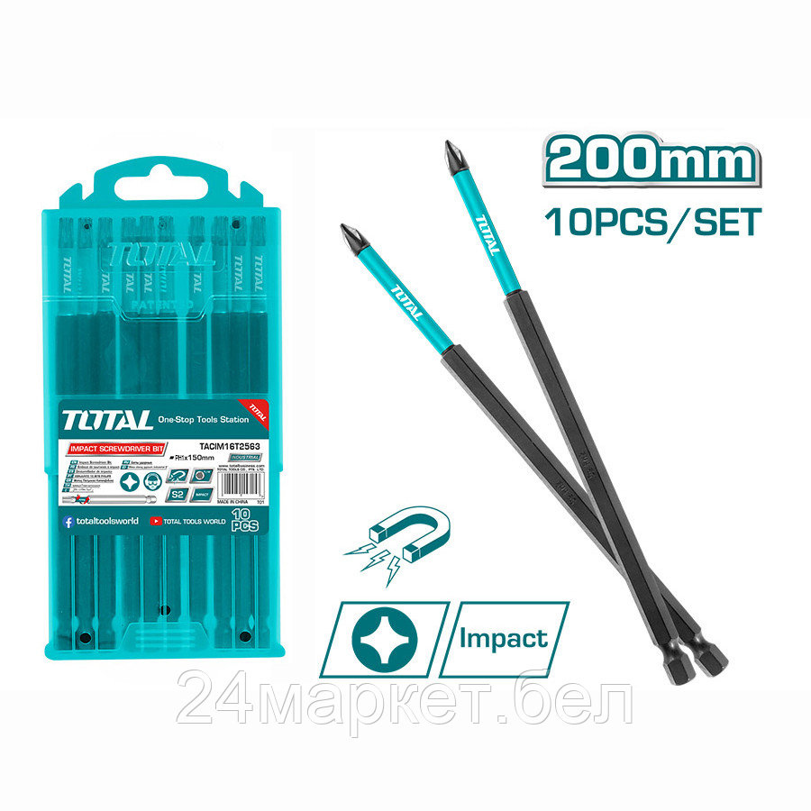 Бита ударная PH1 200 мм TOTAL TACIM16PH183 (10 шт) TACIM16PH183 - фото 1 - id-p216699210