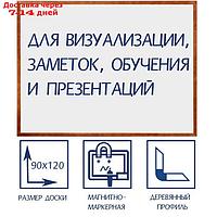 Доска магнитно-маркерная Calligrata, 90 х 120 см, в деревянной рамке, морилка тёмная