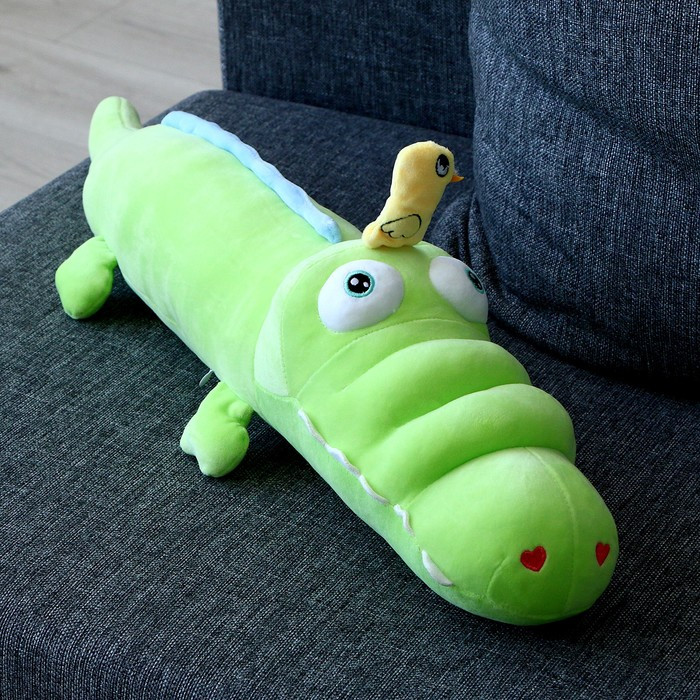 Мягкая игрушка-подушка «Крокодил с уточкой», 65 см, цвет зелёный - фото 1 - id-p204284385