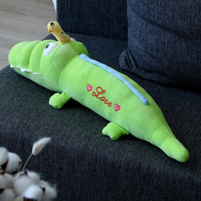 Мягкая игрушка-подушка «Крокодил с уточкой», 65 см, цвет зелёный - фото 2 - id-p204284385