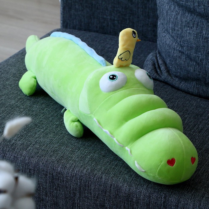 Мягкая игрушка-подушка «Крокодил с уточкой», 65 см, цвет зелёный - фото 3 - id-p204284385