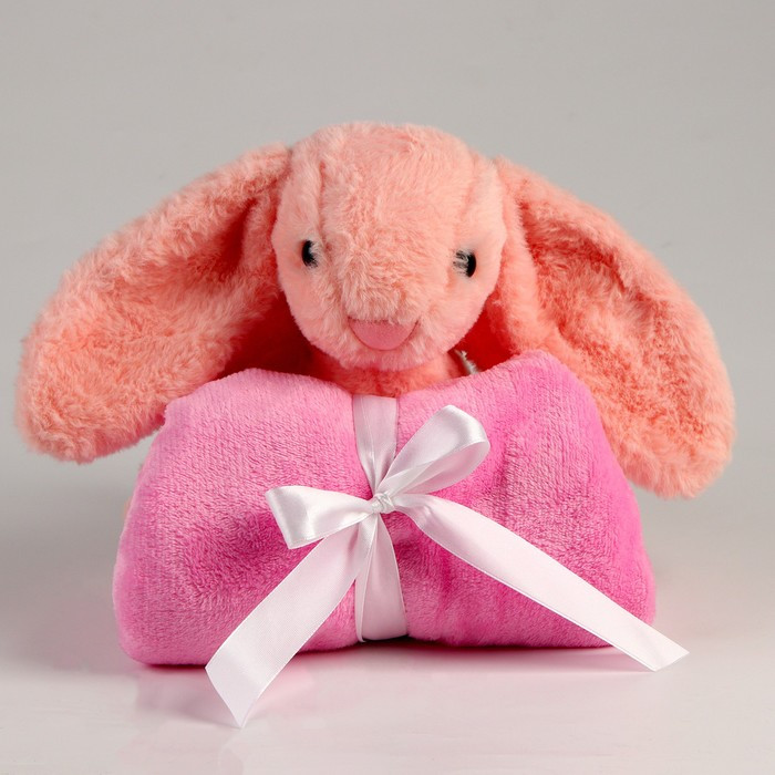 Мягкая игрушка с пледом «Зайка», цвет розовый - фото 5 - id-p214391862