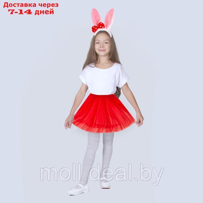 Карнавальный набор "Зайка с бантиком" ободок, юбка красная, 3-7 лет - фото 1 - id-p216651356