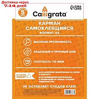 Карманы самоклеящиеся, комплект 5 штук, Calligrata, А4, 223 х 303 мм, 110 мкм, на лицевую сторону папок и