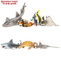 Набор фигур: акула, черепаха, мавританский идол, тюлень, китовая акула, кошачья акула,дайвер 70625
