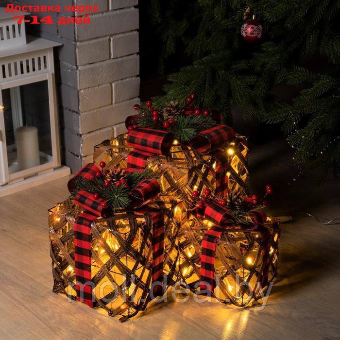 Фигура светодиодная "Коричневые плетеные кубы", 25/20/15 см, 60LED, 220V, Т/БЕЛЫЙ - фото 3 - id-p216655893