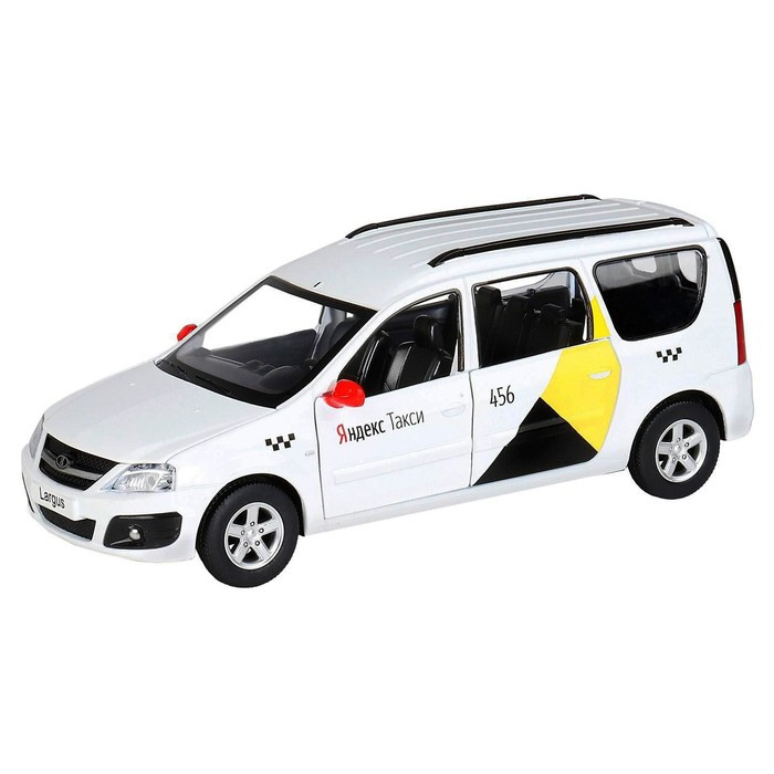 Машина металлическая «Lada Largus Яндекс Такси» 1:24, открываются двери, капот, озвученная, цвет белый - фото 3 - id-p215498443