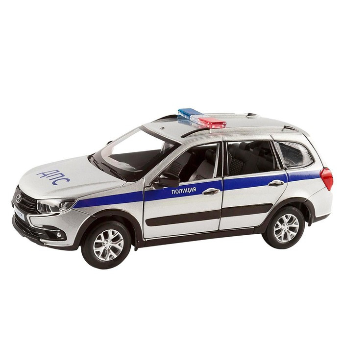 Машина металлическая «Lada Полиция» 1:24, цвет серебряный, открываются двери, капот и багажник, световые и - фото 2 - id-p208566735