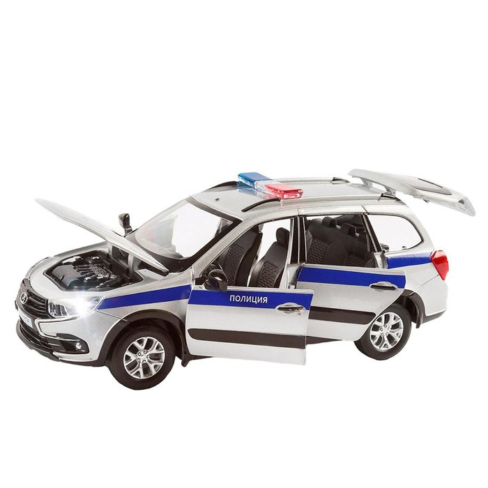 Машина металлическая «Lada Полиция» 1:24, цвет серебряный, открываются двери, капот и багажник, световые и - фото 3 - id-p208566735