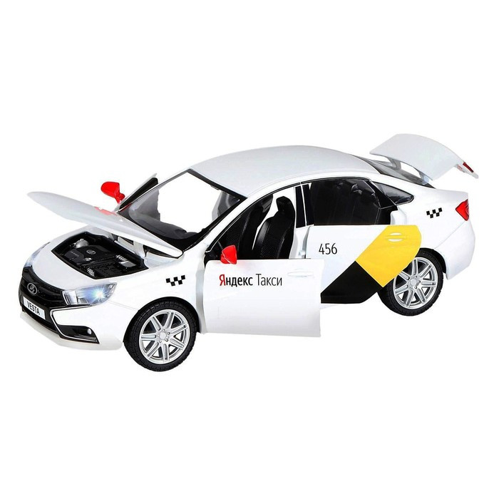 Машина металлическая «Lada Vesta Яндекс Такси» 1:24, открываются двери, багаж, озвученная, цвет белый - фото 2 - id-p208566736