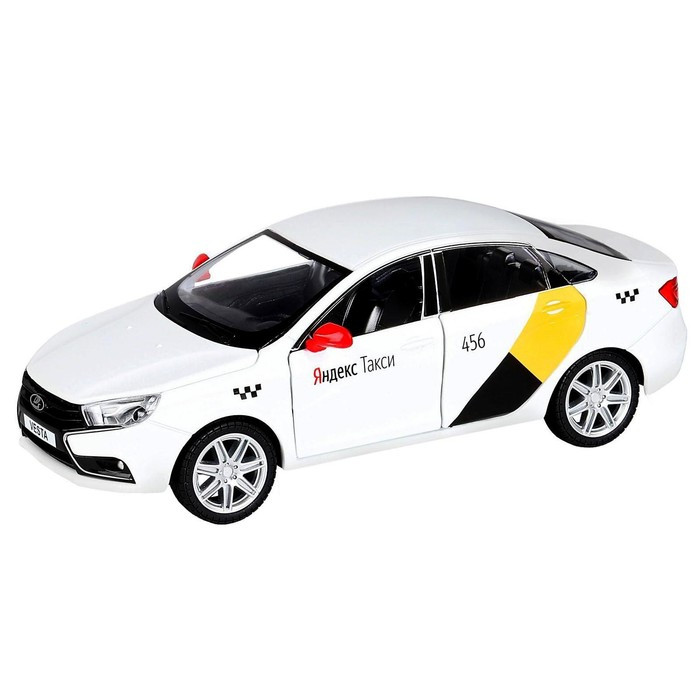 Машина металлическая «Lada Vesta Яндекс Такси» 1:24, открываются двери, багаж, озвученная, цвет белый - фото 3 - id-p208566736