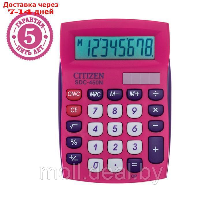 Калькулятор настольный Citizen 8-разр 120*87*22мм, 2-е питание, розовый SDC-450NPKCFS - фото 3 - id-p216651877