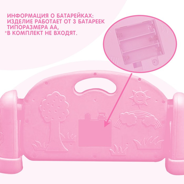 Музыкальный развивающий коврик с пианино, русская озвучка, свет, цвет розовый - фото 7 - id-p207964327