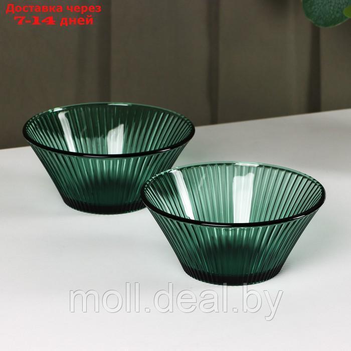 Набор стеклянной посуды "Верде", 5 предметов: 2 стакана 330 мл, 2 тарелки 280 мл, салатник 1,6 л, цвет зелёный - фото 6 - id-p216655052