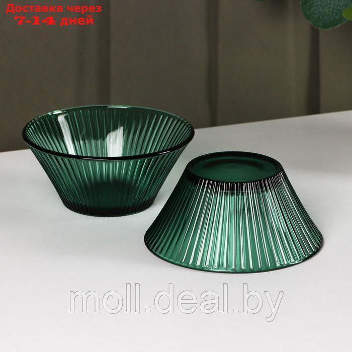 Набор стеклянной посуды "Верде", 5 предметов: 2 стакана 330 мл, 2 тарелки 280 мл, салатник 1,6 л, цвет зелёный - фото 7 - id-p216655052