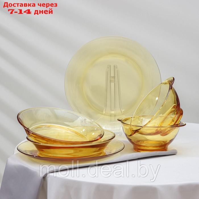 Сервиз стеклянный столовый "Дымка", 6 предметов: 2 бульонницы 450 мл, 2 тарелки 500 мл, 2 тарелки d=23см, цвет - фото 3 - id-p216655060
