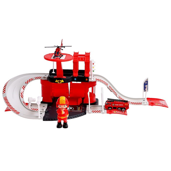 Парковка «Пожарная станция», с металлическими машинкой и вертолётом - фото 3 - id-p199291364