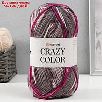 Пряжа "Crazy color" 25% шерсть, 75% акрил 260м/100гр (176 серый-розовый)