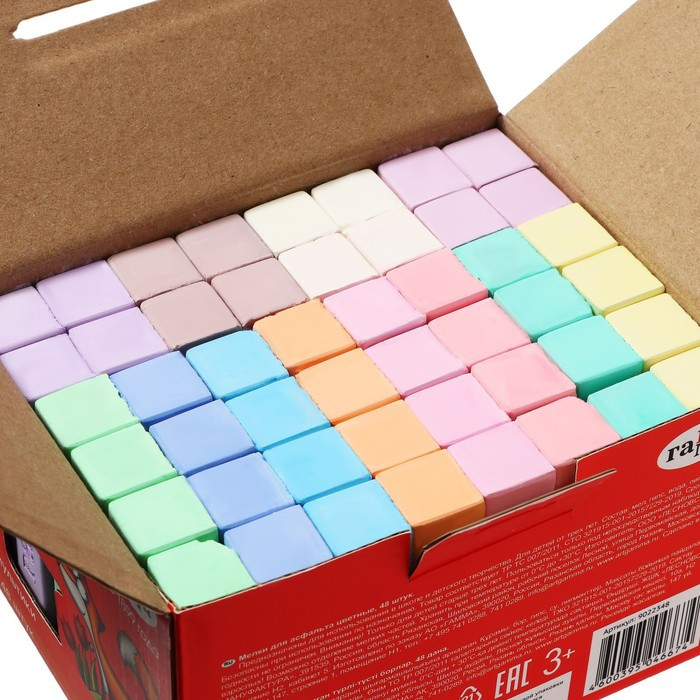 Мелки для асфальта Гамма "Мультики" цветные, 48 штук, квадратные, картонная коробка - фото 3 - id-p208230107