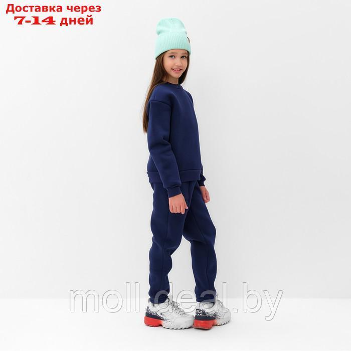 Костюм детский с начёсом (свитшот, брюки) MINAKU, цвет синий, рост 140 см - фото 4 - id-p216656244