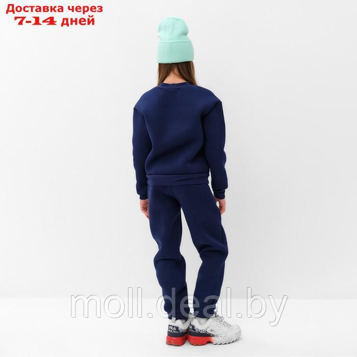 Костюм детский с начёсом (свитшот, брюки) MINAKU, цвет синий, рост 140 см - фото 5 - id-p216656244