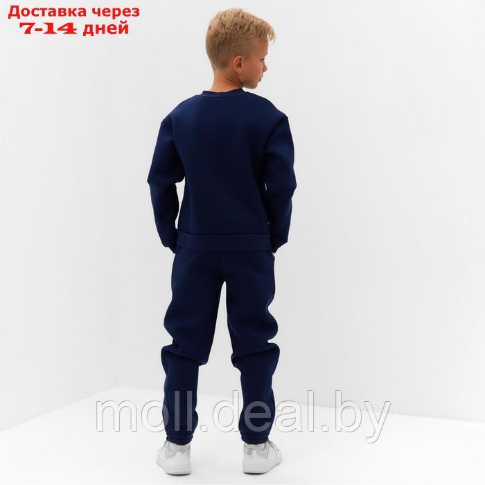 Костюм детский с начёсом (свитшот, брюки) MINAKU, цвет синий, рост 140 см - фото 9 - id-p216656244
