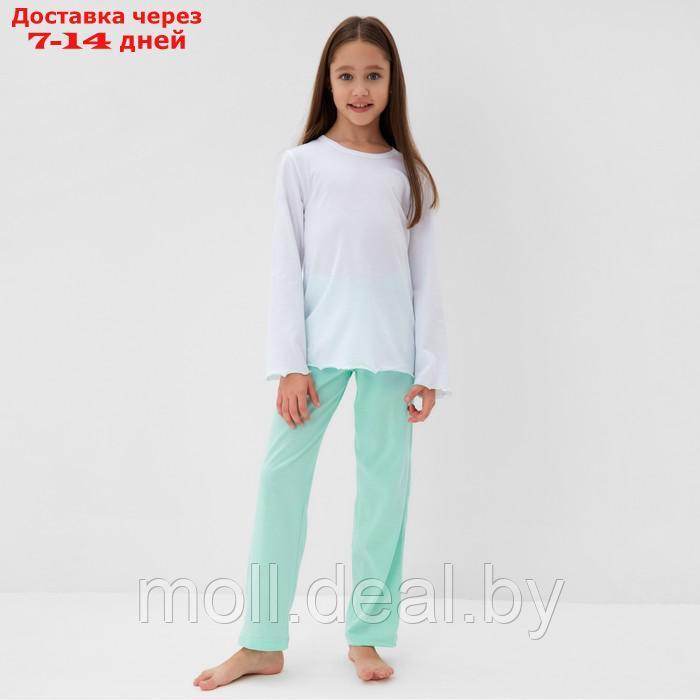 Пижама для девочки (кофта и брюки) MINAKU, цвет белый/мятный, рост 122 см - фото 1 - id-p216656254