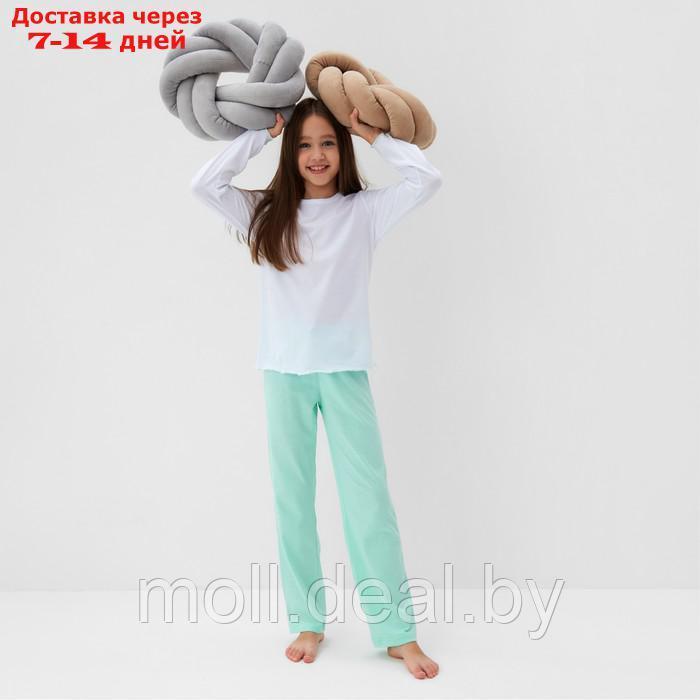Пижама для девочки (кофта и брюки) MINAKU, цвет белый/мятный, рост 122 см - фото 3 - id-p216656254