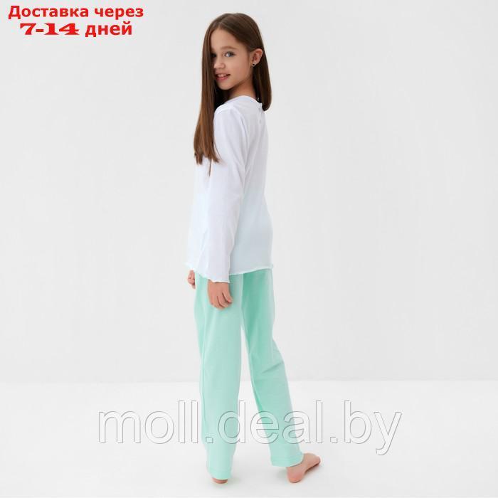Пижама для девочки (кофта и брюки) MINAKU, цвет белый/мятный, рост 122 см - фото 4 - id-p216656254