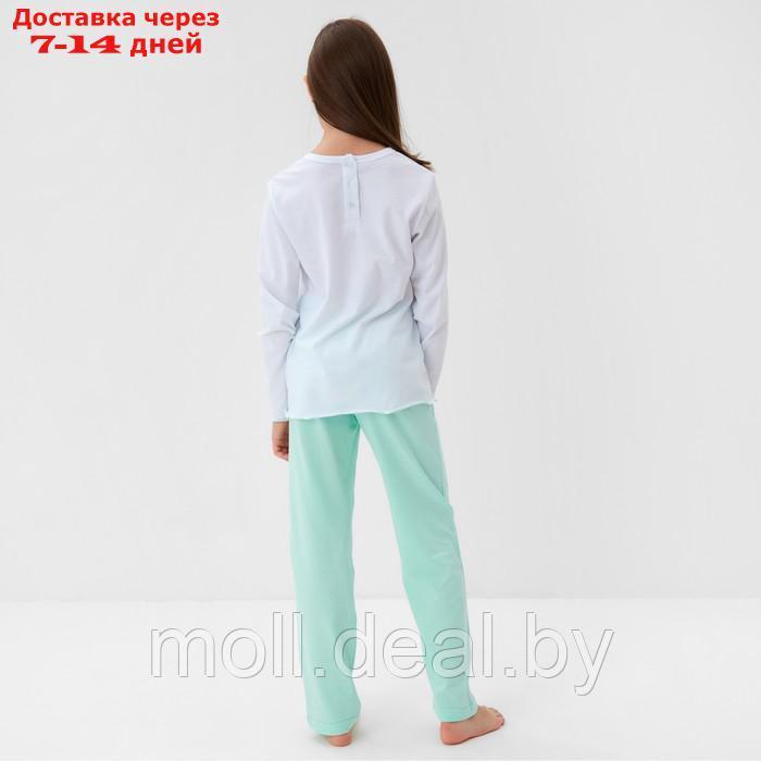 Пижама для девочки (кофта и брюки) MINAKU, цвет белый/мятный, рост 152 см - фото 5 - id-p216656255