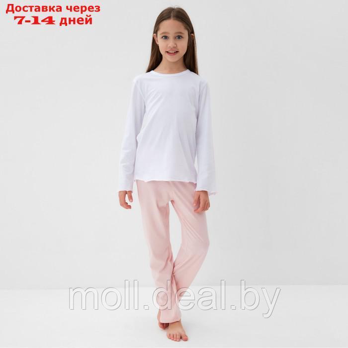 Пижама для девочки (кофта и брюки) MINAKU, цвет белый/розовый, рост 122 см - фото 1 - id-p216656256