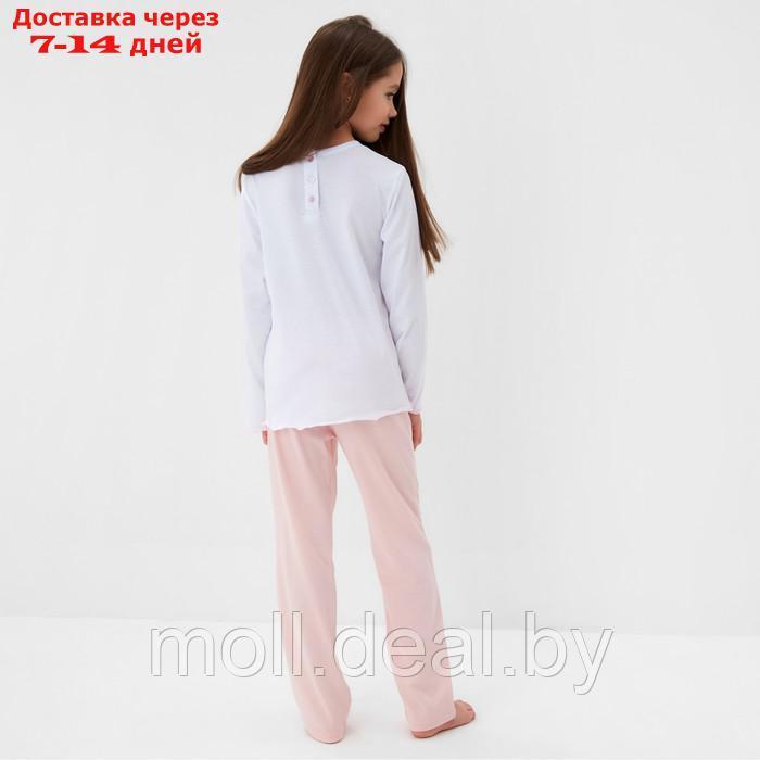Пижама для девочки (кофта и брюки) MINAKU, цвет белый/розовый, рост 128 см - фото 5 - id-p216656268