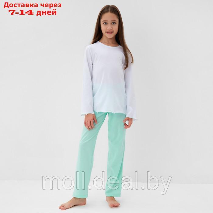 Пижама для девочки (кофта и брюки) MINAKU, цвет белый/мятный, рост 116 см - фото 1 - id-p216656300