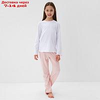 Пижама для девочки (кофта и брюки) MINAKU, цвет белый/розовый, рост 104 см