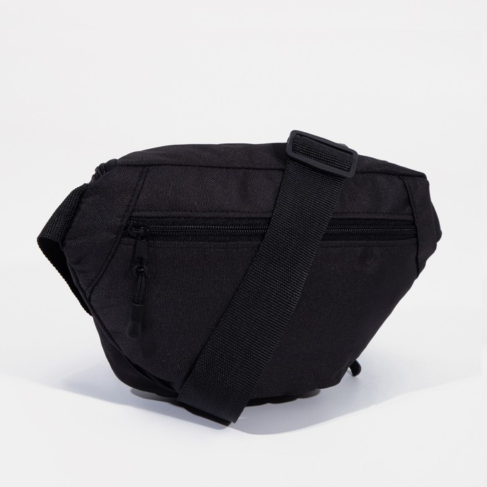 Поясная сумка на молнии, 1 отдел, 2 наружных кармана, регулируемый ремень, цвет чёрный - фото 3 - id-p199284176