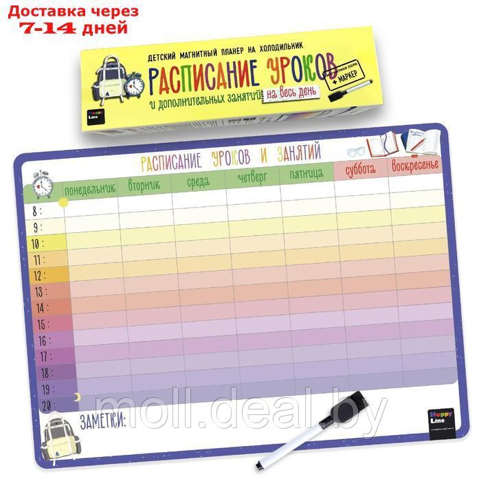 Планер магнитный "Расписание уроков и дополнительных занятий на весь день" 42х29см - фото 3 - id-p216654661