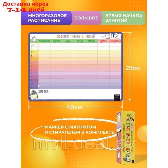 Планер магнитный "Расписание уроков и дополнительных занятий на весь день" 42х29см - фото 4 - id-p216654661