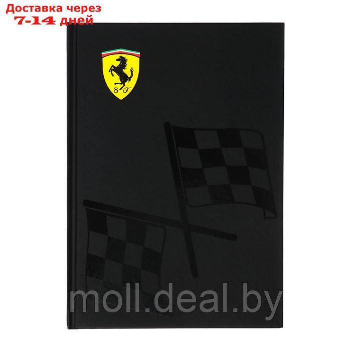 Записная книжка А5 128 листов в клетку Ferrari, твёрдая обложка, матовая ламинация, выборочный УФ-лак, блок - фото 1 - id-p216654685