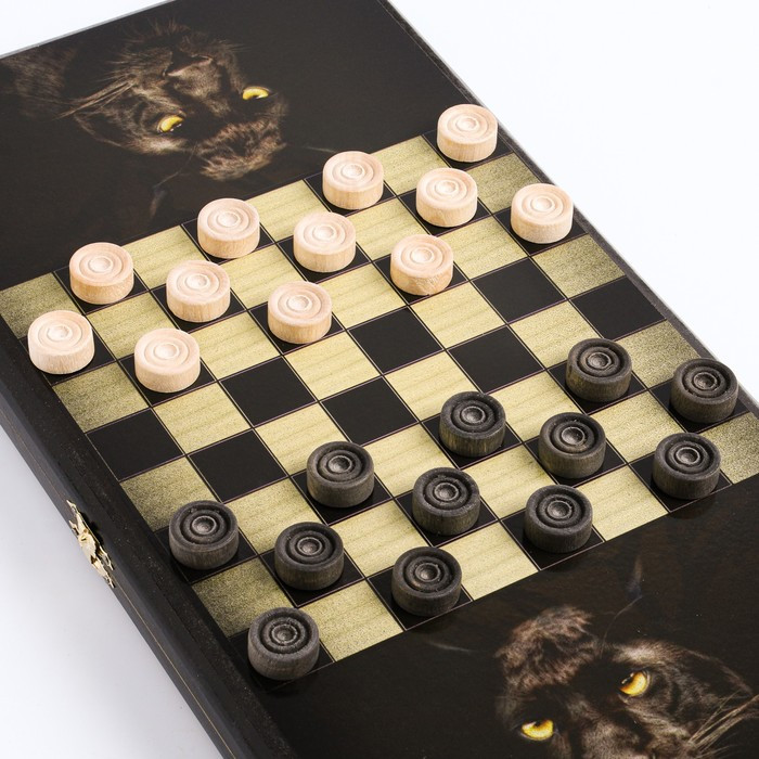 Нарды "Пантера", деревянная доска 40 x 40 см, с полем для игры в шашки - фото 3 - id-p215501210