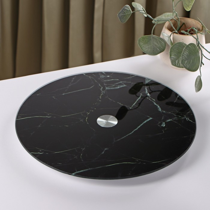 Подставка стеклянная для торта вращающаяся Доляна «Марбл чёрный», d=32 см, цвет чёрный - фото 3 - id-p208572567