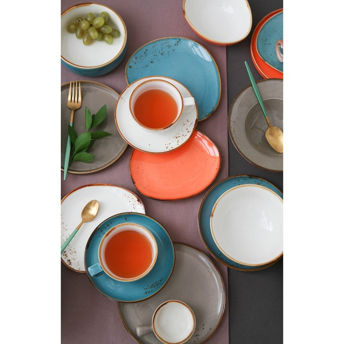 Чайная пара фарфоровая Magistro «Церера», 2 предмета: чашка 250 мл, блюдце d=16,3 см, цвет оранжевый - фото 9 - id-p216689219