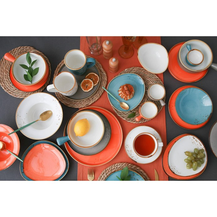 Чайная пара фарфоровая Magistro «Церера», 2 предмета: чашка 250 мл, блюдце d=16,3 см, цвет оранжевый - фото 10 - id-p216689219