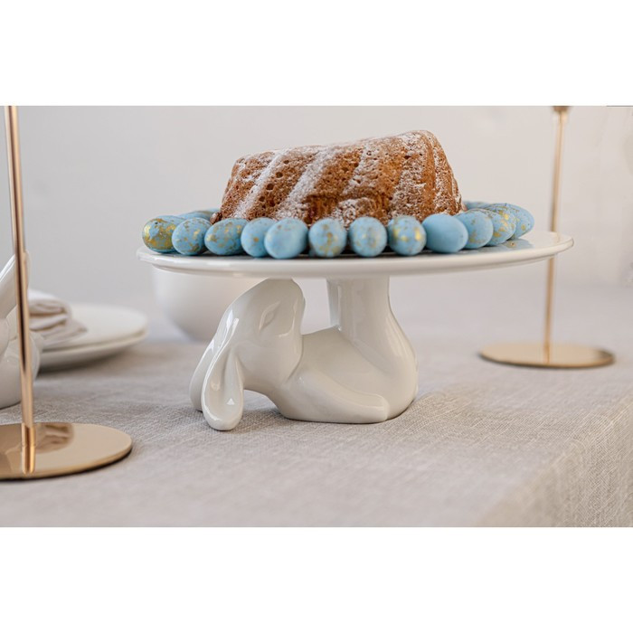 Подставка керамическая для торта Доляна «Кролл», 25×10 см, цвет белый - фото 8 - id-p177022727