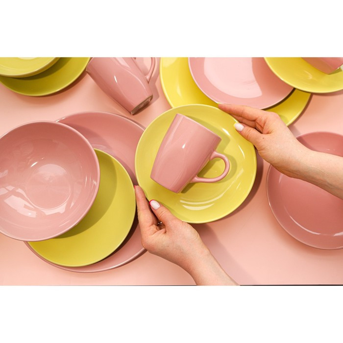 Набор тарелок керамических Доляна «Пастель»,18 предметов: 6 тарелок d=19 см, 6 тарелок d=27 см, 6 мисок d=19 - фото 5 - id-p203578270