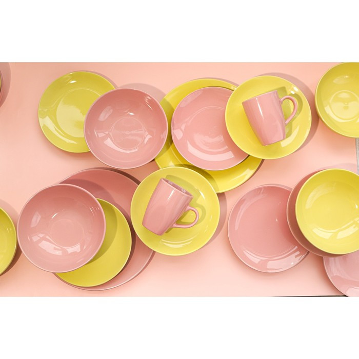 Набор тарелок керамических Доляна «Пастель»,18 предметов: 6 тарелок d=19 см, 6 тарелок d=27 см, 6 мисок d=19 - фото 6 - id-p203578270