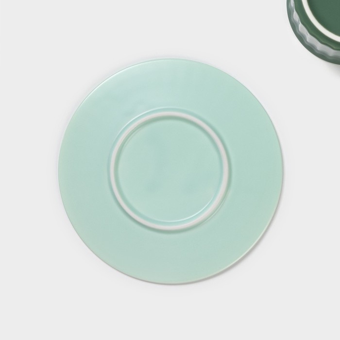 Чайная пара керамическая «Профитроль», 3 предмета: чашка 180 мл, блюдце d=13,7 см, ложка, цвет зелёный - фото 6 - id-p216689230