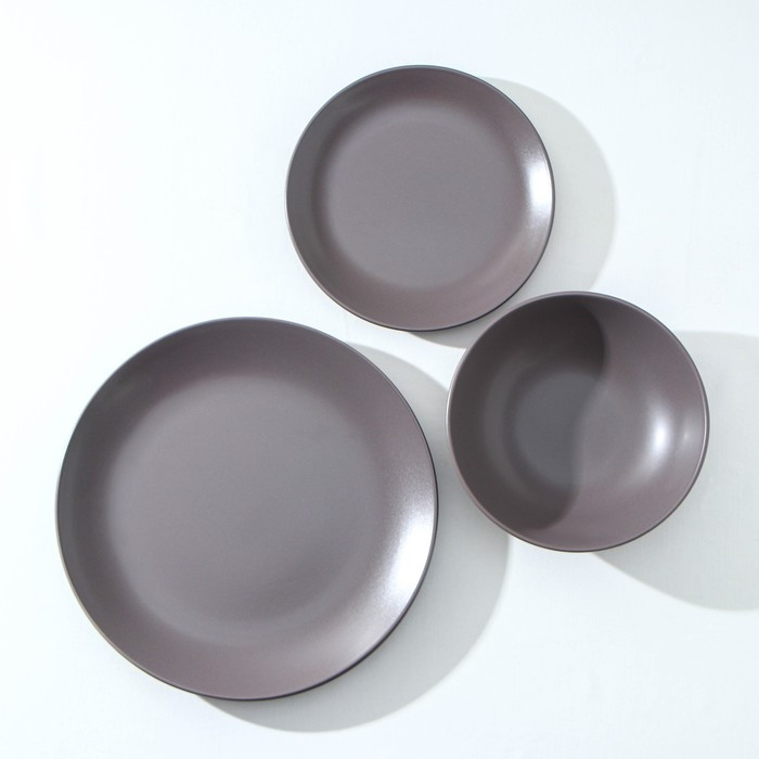 Набор тарелок керамический Доляна «Пастель», 18 предметов: 6 тарелок d=19 см, 6 тарелок d=27 см, 6 мисок d=19 - фото 2 - id-p203578268