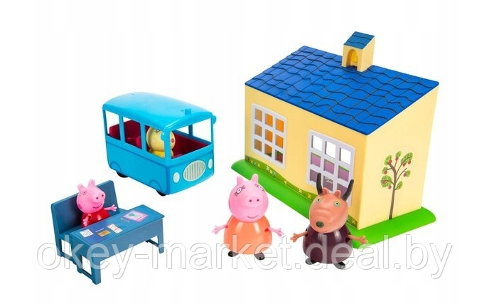 Игровой набор Свинки Пеппы Peppa Pig Школа и автобус + 3 фигурки 06593 - фото 3 - id-p216707274