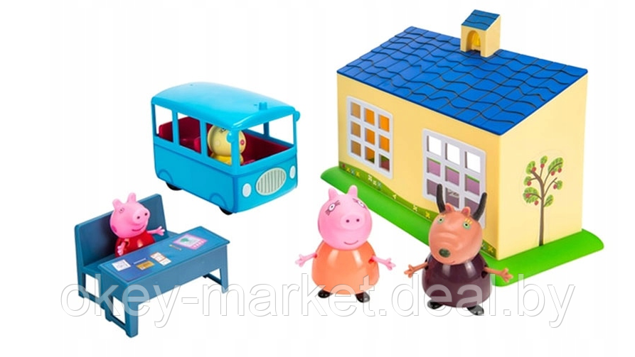 Игровой набор Свинки Пеппы Peppa Pig Школа и автобус + 3 фигурки 06593 - фото 4 - id-p216707274