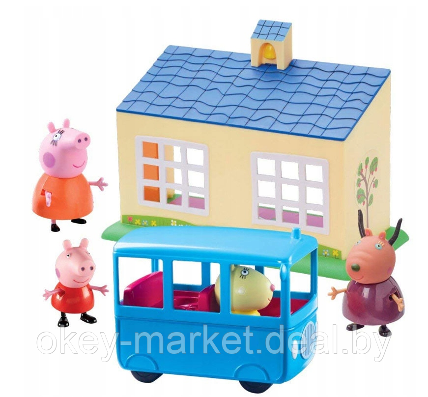 Игровой набор Свинки Пеппы Peppa Pig Школа и автобус + 3 фигурки 06593 - фото 1 - id-p216707274